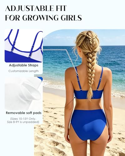 Image of Century Star Girls Swimsuits for Teens Bikini 2026 Solid Teen Bathing Suits Adjustable Straps Swimwear Padded 8-15 Years
