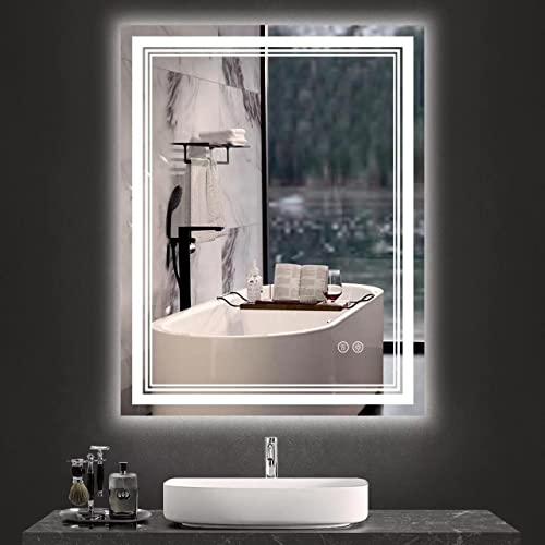 Iowvoe Led Bathroom Mirror 36 X 28 Inch, 3 Colors Modern Lighted Vanity Mirror For Wall With Anti-Fog, Stepless Dimmable, Memory Function (Horizontal/Vertical) #TOP18