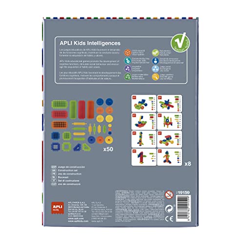 APLI Kids 19159 - Set di costruzione Stickle Bricks - 50 pezzi per costruire veicoli e personaggi - Include 8 tessere con esempi - Immagine 1