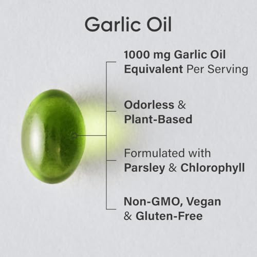 Sports Research Odorless Garlic Oil Pills (1000mg) with Parsley & Chlorophyll | Non-GMO Verified, Vegan Certified & Gluten Free (150 Plant Gels) - Image 3