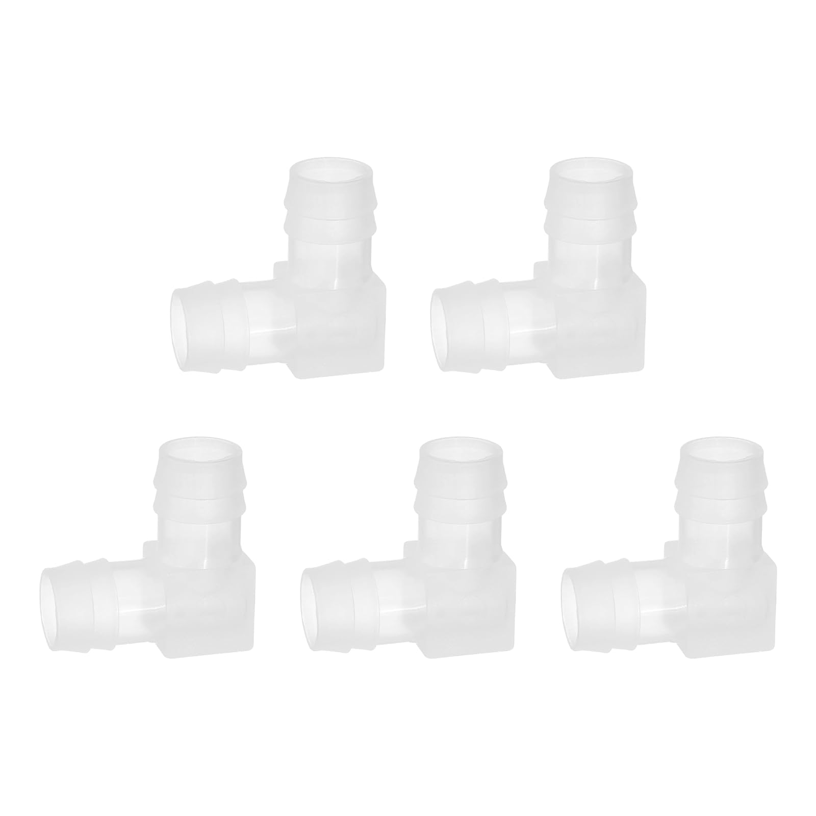 sourcing map 5pcs Hose Barb 90 Degree Elbow l Fitting, 5/8" OD Plastic Hose Barb Pipe Fitting Splicer Mender Joint Adapter for Water Liquid Fuel Line Tube, Clear