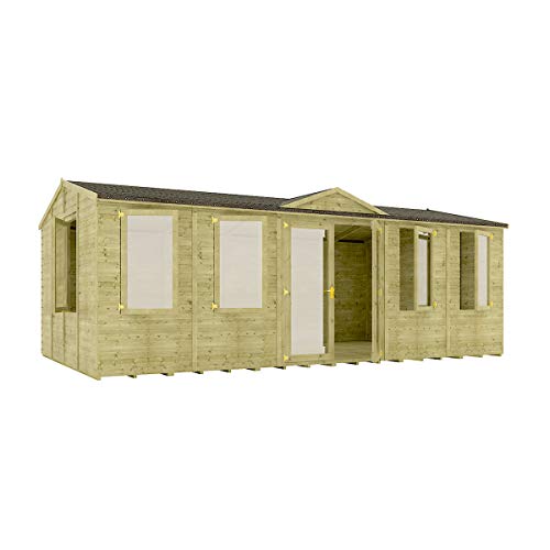 22 x 12 Pressure Treated Grandmaster Clockhouse Garden Room Summerhouse with Dorma with 28mm Tongue and Groove Floor 22ft x 12ft