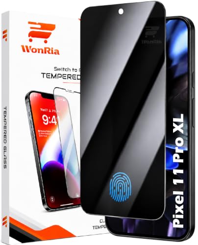 Image of WonRia Pack 1- Privacy Tempered Guard for Pixel 11 Pro XL 5G | Ultrasonic FingerPrint Unlock | 9H Screen Guard Protector | Anti-Spy | Case Friendly - Installation Kit