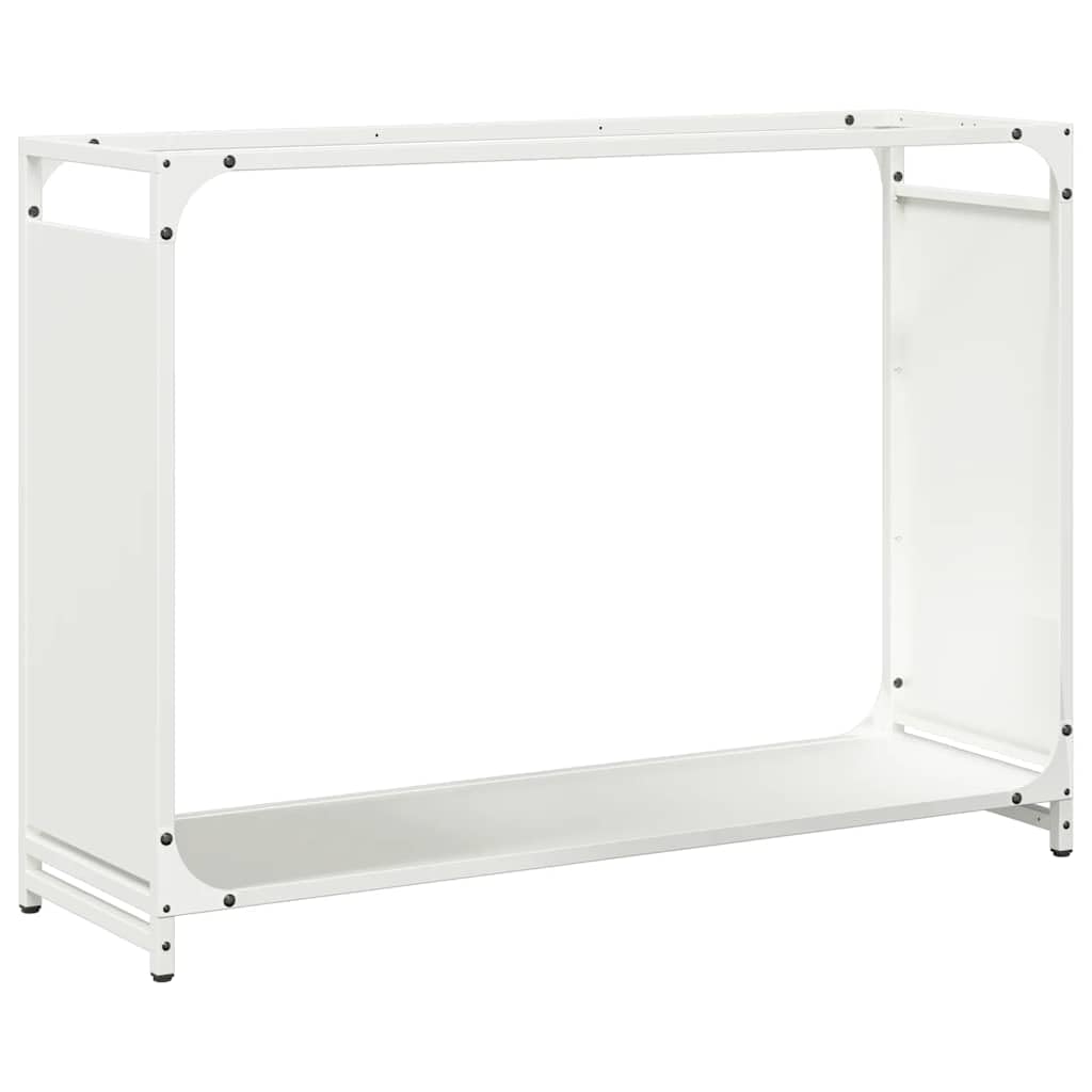 Brokky 864204 Rastrelliera per Legna da Ardere Bianca 90x28x65 cm Legnaia da Esterno in Metallo, Ripiano per Legna da Ardere, Portalegna