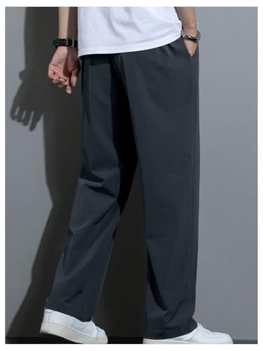 SOLY HUX Men's Drawstring Elastic Waist Pants Casual Patched Straight Leg Trousers with Pockets2