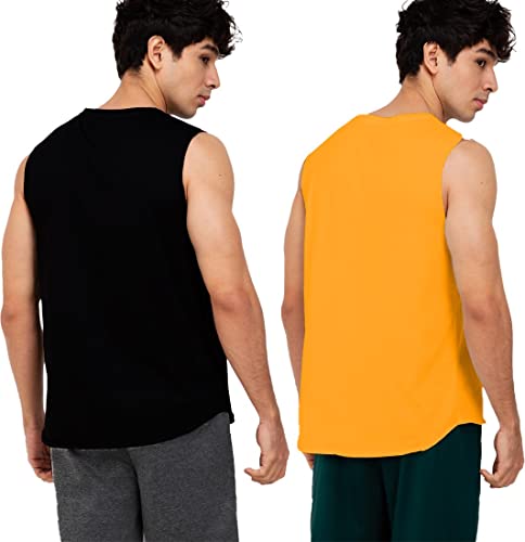 Image of Solid Sleeveless Cotton Regular Fit Mens Stylish Top Tanks Vest T-Shirt (Combo Pack of 2)