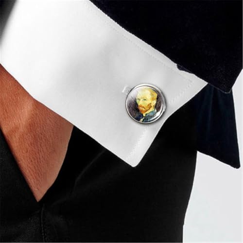 Mancuernillas para camisa Van Gogh Starry Night en plata miniatura 4