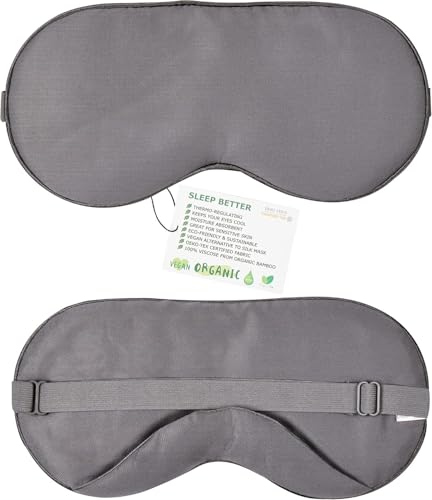 Sleep Mask - Dark Gray, 100% Bamboo Viscose - Eye Mask - Blackout...
