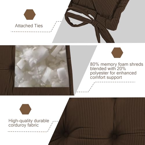 PRIMEPATIO Seat Pad for Dining Chair Set of 2, Garden Kitchen Chair Seat Cushion With Ties, Soft Tufted Shredded Foam Chair Pad for Indoor Outdoor, 40 x 40cm, Brown - Cosy Home Interiors PRIMEPATIO Seat Pad for Dining Chair Set of 2, Garden Kitchen Chair Seat Cushion With Ties, Soft Tufted Shredded Foam Chair Pad for Indoor Outdoor, 40 x 40cm, Brown - Image 3