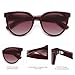 SOJOS Trendy Cat Eye Round Polarized Sunglasses for Women Fashion UV Protection Sunnies Sunglasses SJ2175, Burgundy Frame/Burgundy Grading Lens