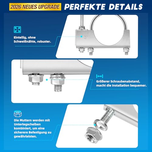 2er-Pack Universal-Auspuffschelle mit Aufhänger, 3-Zoll-Auspuffsystem-Aufhänger passend für 6,35-7,62cm Auspuffrohre, verstellbares Auspuffrohr-Aufhängewerkzeug für die meisten PKWs und LKWs