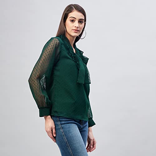 Image of Carlton London Women's Solid Polyester Blend Regular Fit Blouse