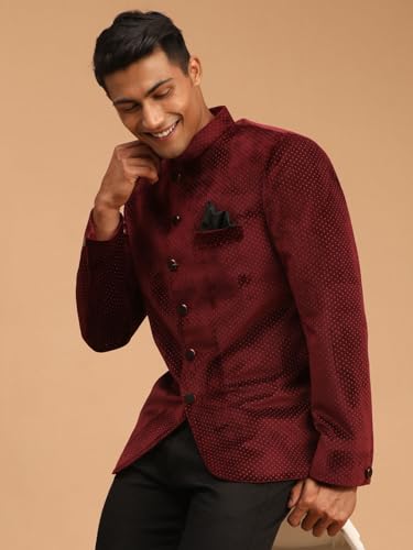 Image of VASTRAMAY Men's Velvet Jodhpuri | Velvet Polka Dot Jodhpuri Coat. The Threads of The Fabric Is Woven Tightly And Has A Long Lasting Sheen, This Jodhpuri Is Deservingly Called Prince Coat.