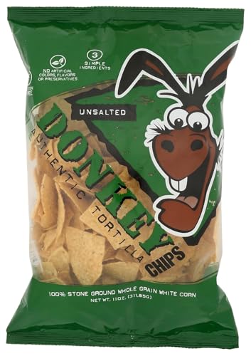 Donkey Chips Tortilla Chips Unsalted 11 oz (Pack of 12)