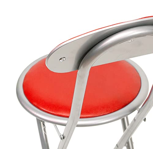 THE SECRET HOME - Pack de 1, 2, 4 y 6 Sillas Plegables de Cocina - Alto. 74 cm x Diámetro. Ø30 cm - Asiento Auxiliar para el Hogar (1, Rojo, Al. 74 cm x D. Ø30 cm) - imagen 6