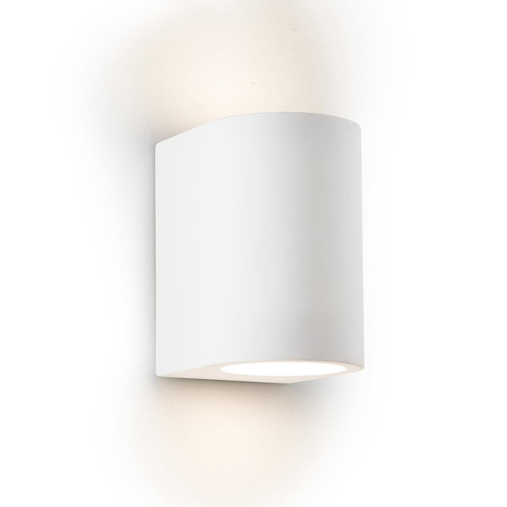 Searchlight 8436 Gypsum White Plaster Curved Cylinder Up & Down Wall Light