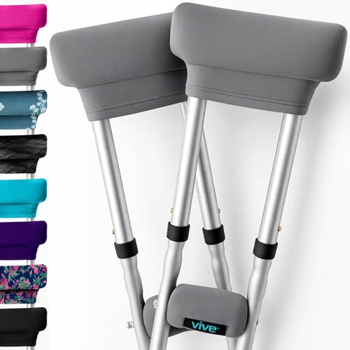 Vive Premium Crutch Pads & Hand Grips - Comfortable Breathable Machine Washable Padding - Moisture Wicking & Odor Reducing Pillow Accessory Covers for Adult & Youth Walking Crutches