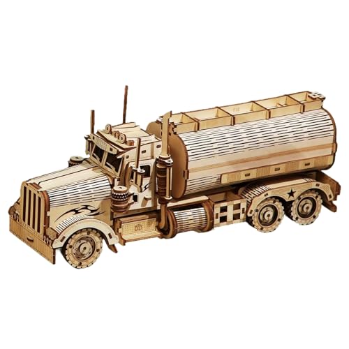 Bkljkf Juego de Artesanal de Madera, Modelo de 3D pequeño petrolero - Juguete de construcción significativo Juguete Educativo para niños