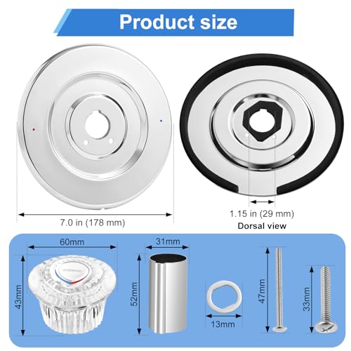 Image of Shower Trim Kit, Compatible with Moen T470 Chateau Shower Trim Kit, for Dual Seal Cartridge Trim Kit and Single Handle Tub /Shower Trim, Includes Escutcheon, Tubes, Shower Handle and Screws, Chrome