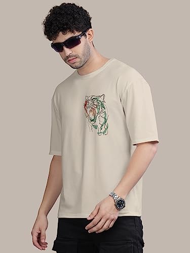 Image of BULLMER Trendy Front and Back Printed Oversized Round Neck T-Shirt for Men - Pack of 2