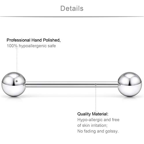 SCERRING 20PCS 16G 14G Stainless Steel Externally Threaded Nipple Tongue Industrial Cartilage Earring Bar Barbell Rings Piercing Retainer 12-22mm2