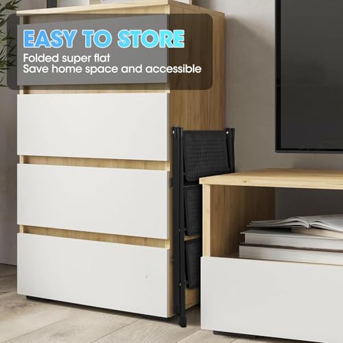 3 Step Ladder | Folding Step Stool for Adults | Lightweight Step Ladder | Portable Ladders for Home, Kitchen, Library, Office | Small Step Stools with Anti-Slip Wide Pedals (Black) Carbon Steel