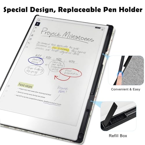 Case for Remarkable Paper Pro Tablet 11.8" (Released in 2024), Hard Back Shell Protective Book Folio Cover with Built-in Pen Holder, with Auto Sleep/Wake Function.