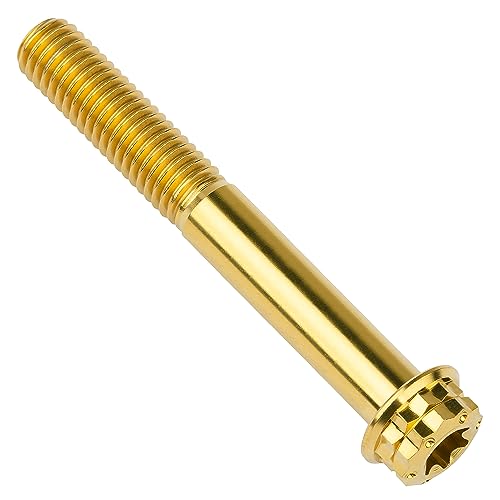 Image of Titanium Flange 12 Point Head M8 x15 20 25 30 35 40 45 50 55 60 65 80mm Screw Bolt Pack of 4 (Gold, M8x80mm)