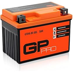 Ytx5L Bs Gel GP-PRO GTX4L-BS - Batería de arranque para scooter, 12V, 5Ah, parecido a YTX4L-BS / YTX5L-BS, sin necesidad de mantenimiento