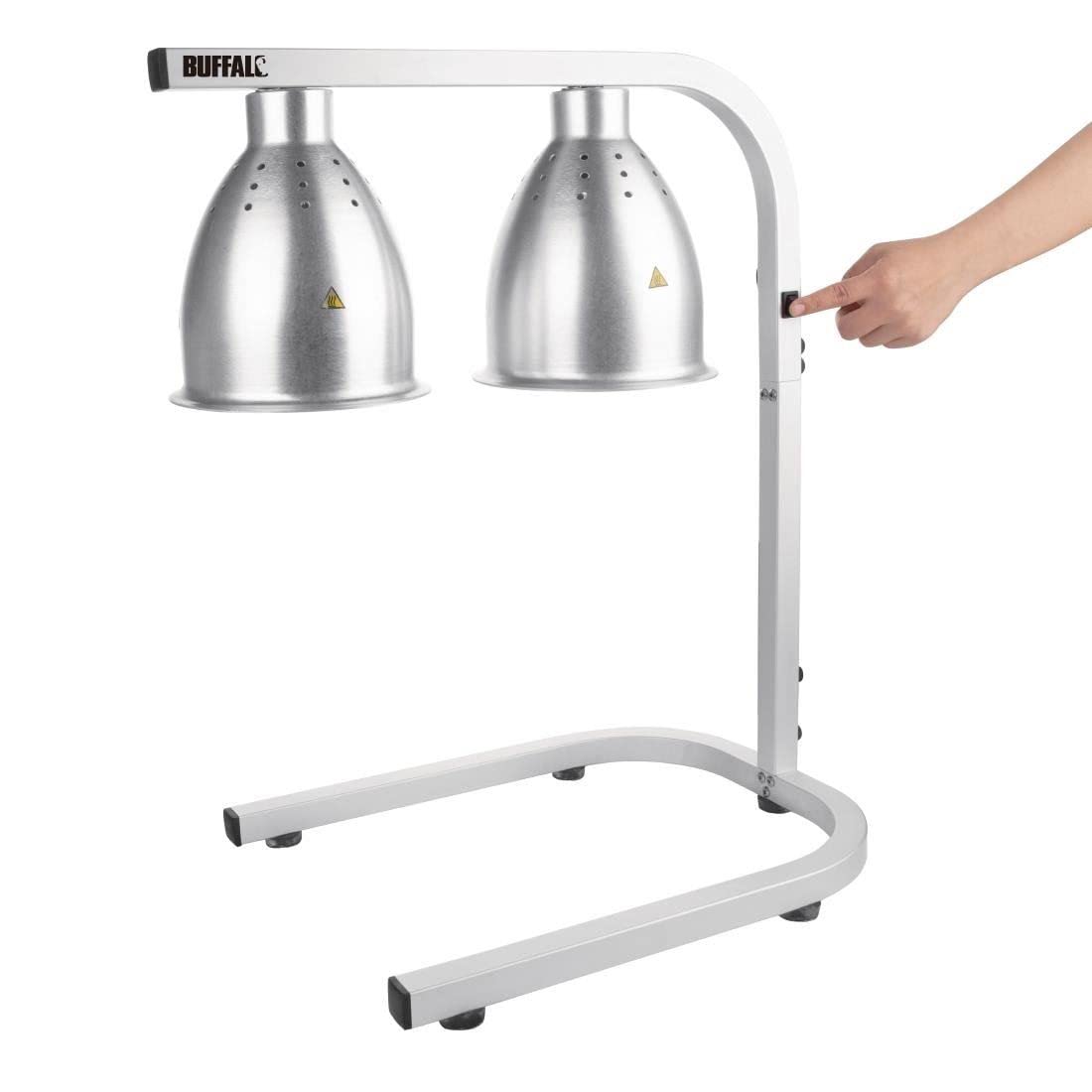 Buffalo DF626 - Lámpara doble de calor infrarrojo para alimentos 500 W portátil y ajustable con reflector de aluminio, ideal para catering móvil o eventos