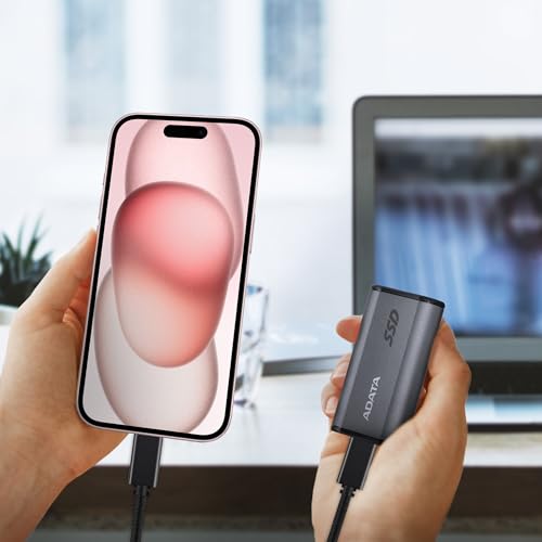 Image of ADATA SE880 - 500GB Portable External SSD - Secure & Fast Data Transmission - Safe Data Storage - Compact & Lightweight - Supports Gaming Consoles - USB-C Port - Titanium - AELI-SE880-500GCGY