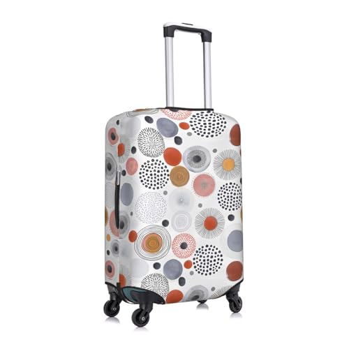 Spandex Travel Luggage Cover Printed Multicolour Circles Doodle Double-Sided Suitcase Protector Bag,Dust-Proof Cratch-Resistant Washable Baggage Covers For Kid Adult,Large3