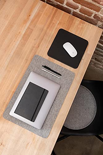 Graf Lantz Rectangle Placemat - 100% Merino Wool Felt - Water-Wicking, Stain-Resistant, Absorbent (Granite) #TOP4
