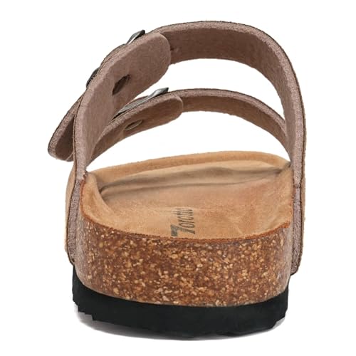 Image of Torotto Mens Slides with Cork Footbed Open Toe Adjustable Webbing Flat Sandals for Walking | Beach | Indoor