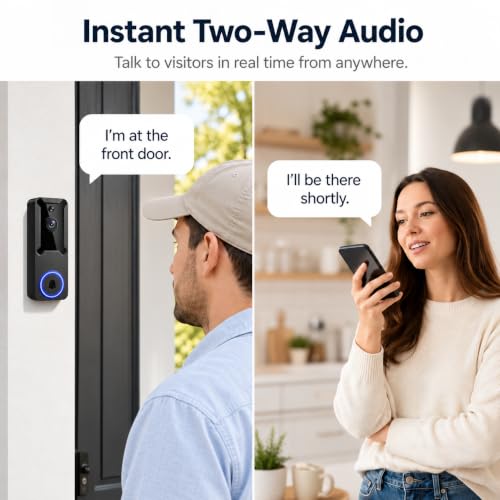 Doorbell Camera Wireless, 1080P Battery Powered Video Front Door Camera | AI Human Detection, Night Vision, 2-Way Audio, Cloud Storage, 2.4GHz WiFi Home Security Camera for Apartment/Office/Entryway - image 3