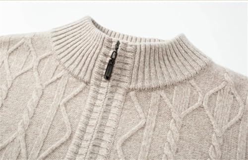 Hgvcfcv Men Casual Half High Zippered Sweater, Thickened Knit Winter Warm Sweater2
