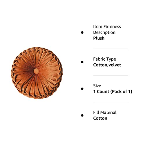 Elero Round Pillows Velvet Pleated Circle Pillow Chair Cushion Floor Pillows Home Decorations For Home Couch Chair Bed Car Orange, 1 Count (Pack Of 1) #TOP6