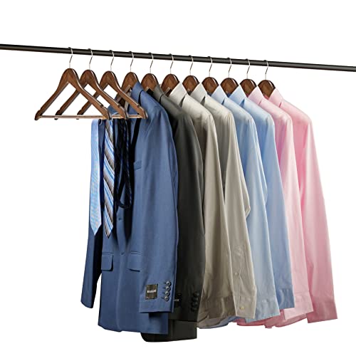 30 Pack Solid Wooden Suit Hangers With Non Slip Bar And Precisely Cut Notches - 360 Degree Swivel Chrome Hook - Vintage Finish Super Sturdy And Durable Wood Hangers #TOP2