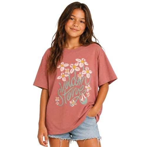 Image of Volcom Girls Shirts - Casual Crewneck Short Sleeve Graphic Tee Trendy Tops - Breathable Girls Summer Clothes