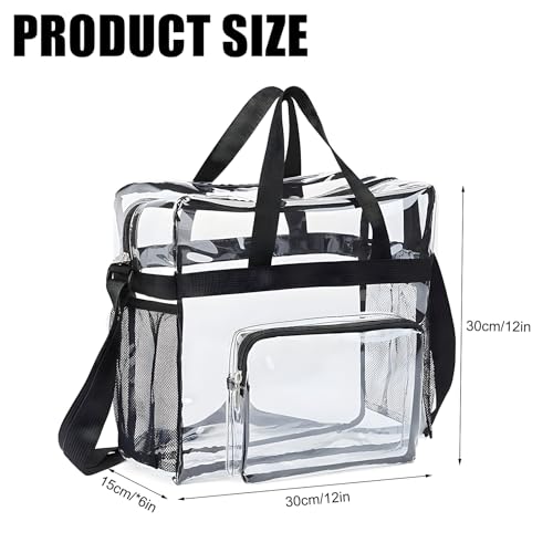 EXIN DEHCEN Bolso Transparente Mujer, PVC Bolso Transparente Bolsa Viaje Accesorios Impermeable Bolsas Transparentes para Estadios con Bolsillos para El Trabajo, Juegos Deportivos y Conciertos - imagen 2