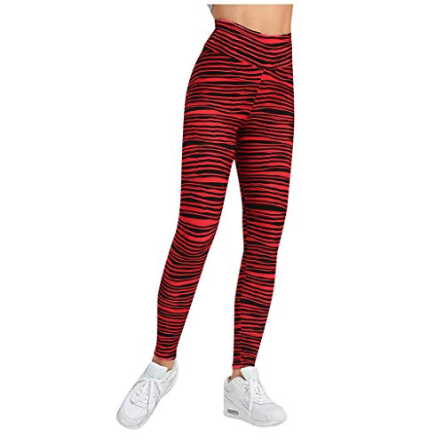 Mokids Women's Sexy Striped High Waist Leggings Fashionable Sport Capris Tights Zebra Pattern Elastic Running Yoga Pants
