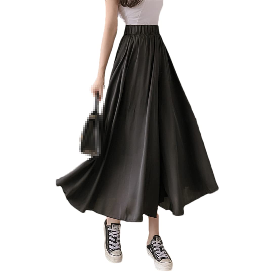 Hndudnff Womens High Waist Wide Leg Hakama Spring and Summer Casual Loose Office Work Pants
