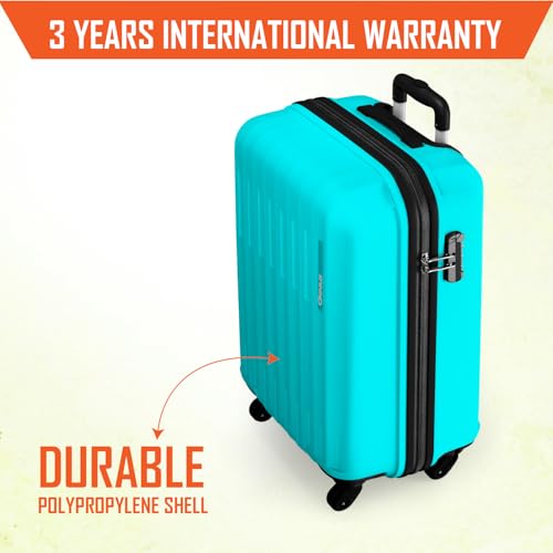 Image of Safari Cabin Genius Alley 55cm Trolley Bag Hard Case Polypropylene, 4 Spinner Wheels, 360 Degree Wheeling Carry on Luggage, Travel Bag, Suitcase for Travel, Trolley Bags for Travel, Scuba Blue