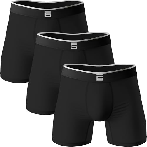 Mens Bamboo Boxers, 3 Pack - Comfortable Boxer Briefs - Athletic Sport Underwear for Men with Cool Moisture Wicking Technology