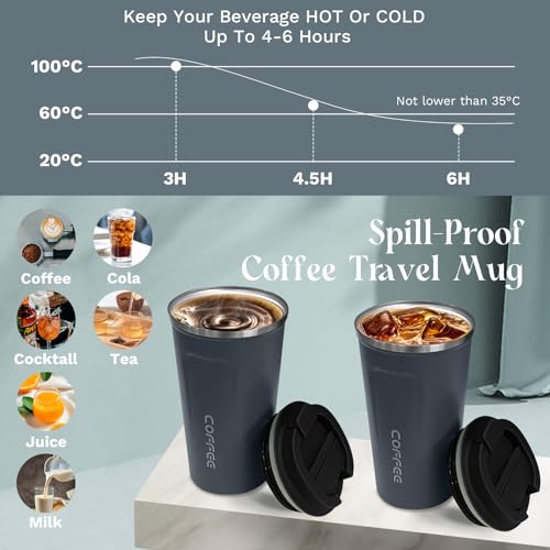 Image of Insulated Travel Coffee Mug, Stainless Steel Coffee Cup with Leakproof Lid | Double-wall insulation keeps drinks hot or cold for hours, with a leakproof lid and portable stainless steel design