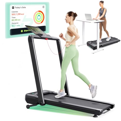 UREVO Strol 2S Pro Smart Laufband, 2.5PS Laufband mit Automatische Steigung, 1-12km/H Walking Pad Klappbar mit APP, Smartcoach, Fitnessgeräte für Zuhause, 42x108cm Größere Lauffläche