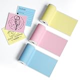 Cooljun Thermal Sticker Paper for D1 Mini Pocket Printer, 3 Rolls Regular Self-Adhesive Thermal Paper Compatible with All 57mm Pocket Thermal Printer (Pink Blue Yellow)