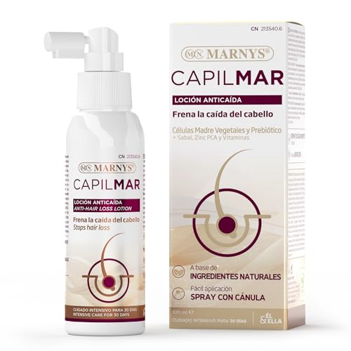 Capilmar Loción Anticaída MARNYS - Frena La Caída Del Cabello y Da Firmeza - No Deja Residuo Graso - Con Células Madre Vegetales, Prebiótico Sabal, Zinc PCA y Vitaminas - Loción en Spray