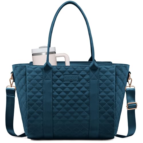 Image of LOVEVOOK Teacher Tote Bag for Women, Quilted Work Tote Nurse Laptop Bag, Large Computer Shoulder Bags with Zipper for Travel