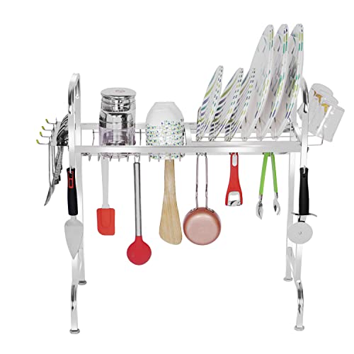 Image of Fortune Blu Stainless Steel Over The Sink Dish Drying Rack 24 Inch | 1-Tier Utensil Holder | Counter Top Sink Rack | Standing Shelf for Organize Kitchen (1 Shelf)